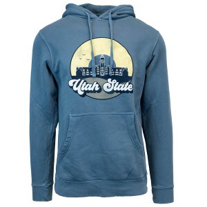 utah state old main hoodie blue